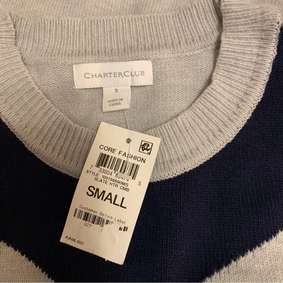 Charter Club Grey Navy Chevron Sweater Dress Size S  NWT - Picture 3 of 6